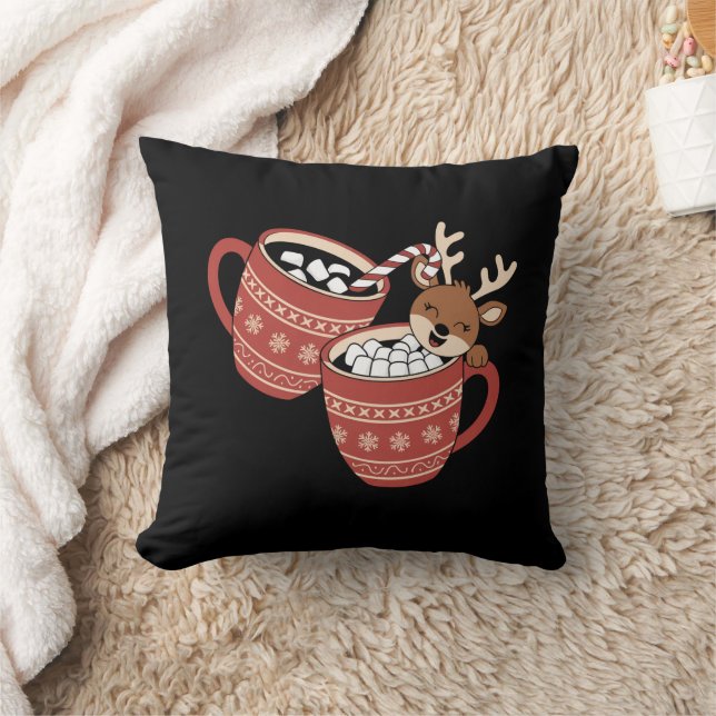 Merry Christmas Cute Reindeer Family Xmas Coffee  Cushion (Blanket)