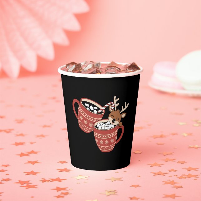 Merry Christmas Cute Reindeer Family Xmas Coffee  Paper Cups (Insitu)
