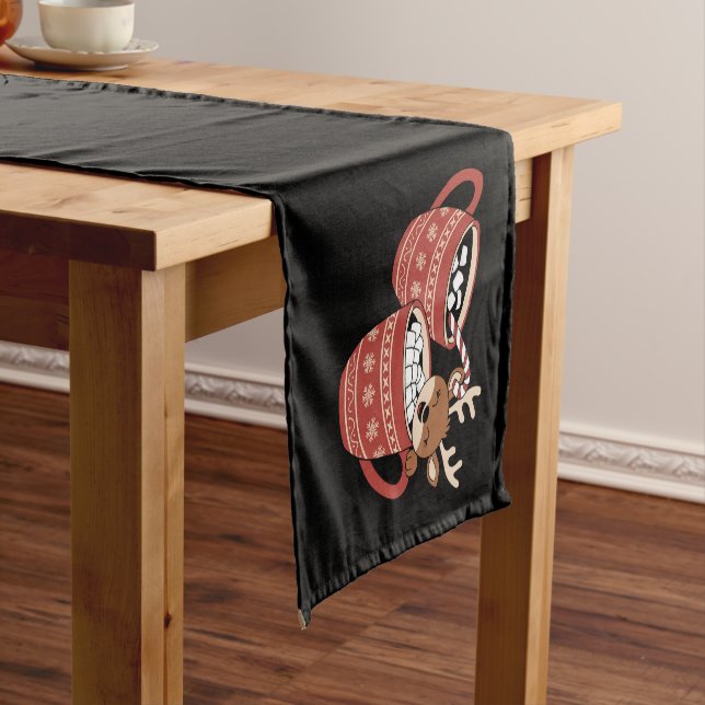 Merry Christmas Cute Reindeer Family Xmas Coffee  Short Table Runner (In Situ)