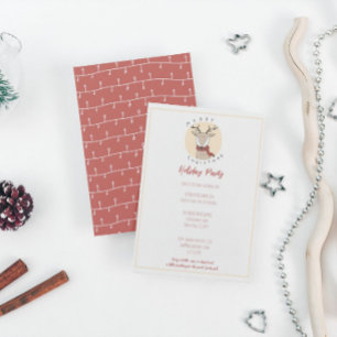 Merry Christmas Cute Reindeer Holiday Party Card