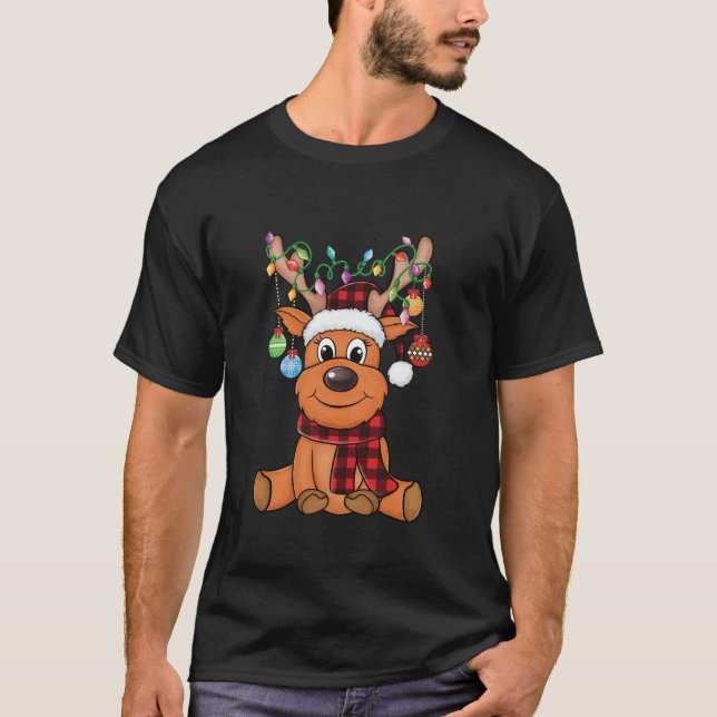 Merry Christmas cute Reindeer Xmas Family Matching T-Shirt (Front)
