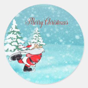 Merry Christmas,Cute Santa Claus Classic Round Sticker