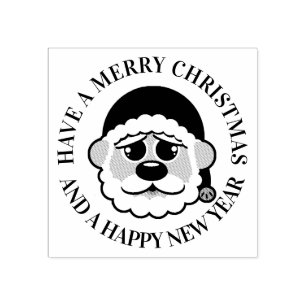 Merry Christmas Cute Santa Claus Rubber Stamp