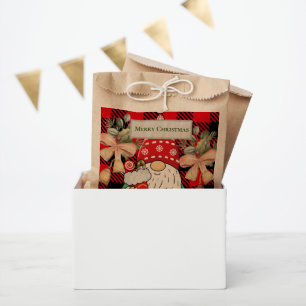 Merry christmas Cute Santa Red traditional tartan Favour Bags