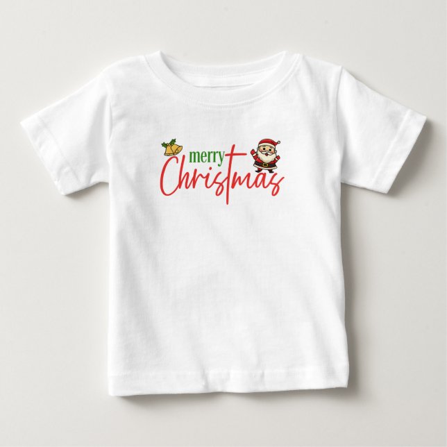 Merry Christmas Cute Santa Script Tee (Front)