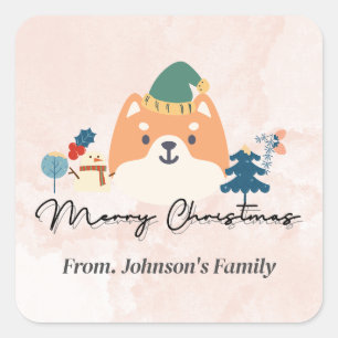 Merry Christmas cute Shiba dog gift tags
