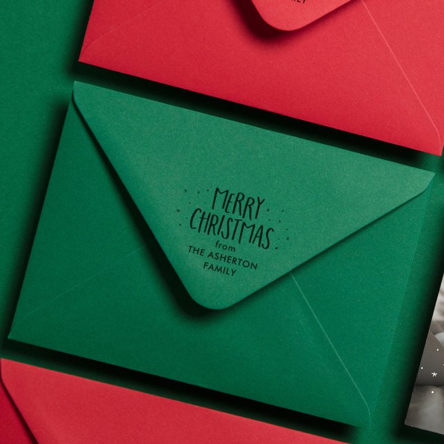 Merry Christmas cute simple dots stars holiday Rubber Stamp (Creator Uploaded)