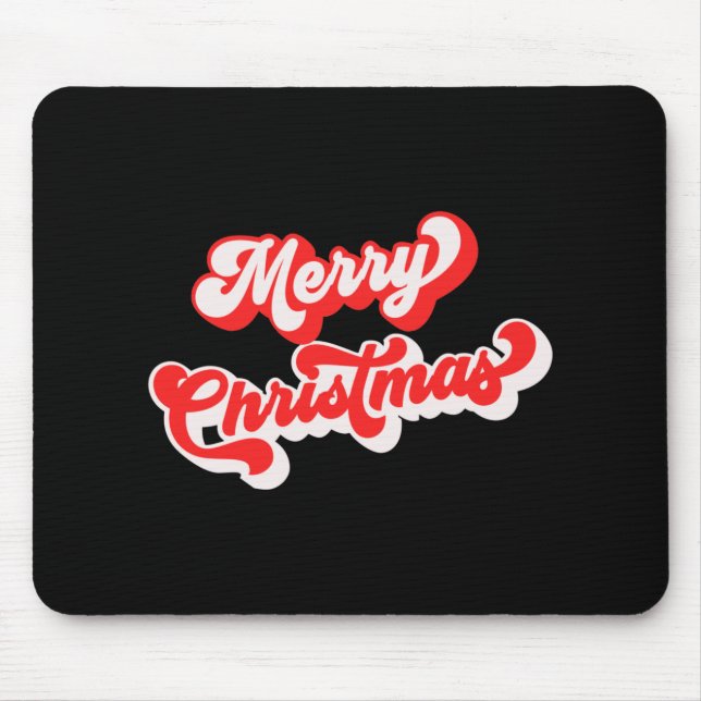 Merry Christmas Cute Simple Retro Calligraphy Red  Mouse Mat (Front)