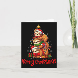 Merry Christmas Cute Sloth Santa Hat Slothmas Anim Card