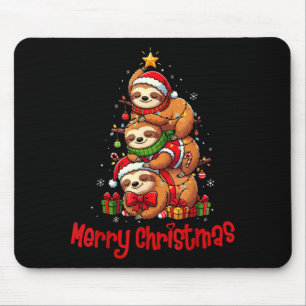 Merry Christmas Cute Sloth Santa Hat Slothmas Anim Mouse Mat