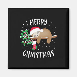 Merry Christmas Cute Sloth Xmas Outfit Matching Fa Magnet
