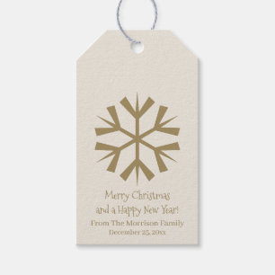 Merry Christmas cute snowflake custom text cream Gift Tags