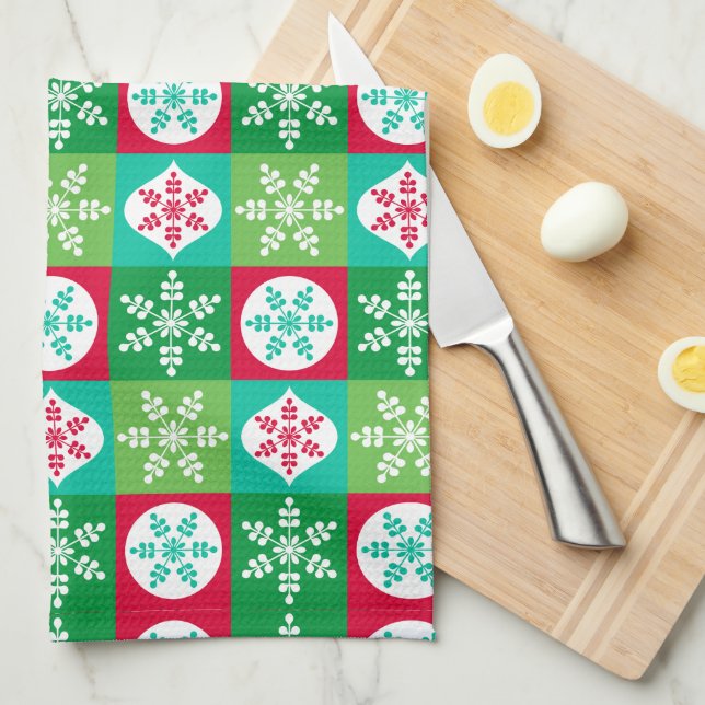 Merry Christmas Cute Snowflakes Tea Towel (Quarter Fold)