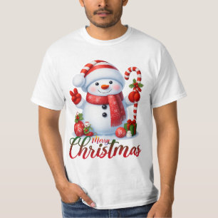 Merry Christmas Cute Snowman Illustration Tee