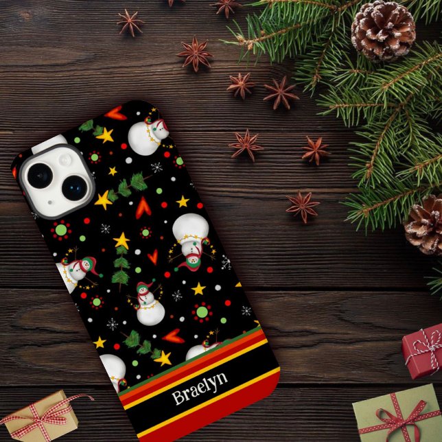 Merry Christmas Cute Snowman Inspirivity Name Case-Mate iPhone Case (Creator Uploaded)