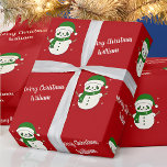 Merry Christmas Cute Snowman Pattern Vintage Wrapping Paper<br><div class="desc">Customise the text, and easily create your personalised Christmas wrapping paper. Click EDIT DESIGN then select BACKGROUND to change the background colour. You can TRANSFER this DESIGN on other Zazzle products and adjust it to fit most Zazzle items. Standard Studio designs are made in high-resolution graphics for a professional print....</div>