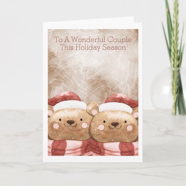 Merry Christmas Cute Teddy Bear Santa Personalised Card (Front)