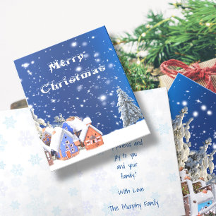 Merry Christmas Cute Village Personalised Greeting Holiday Card
