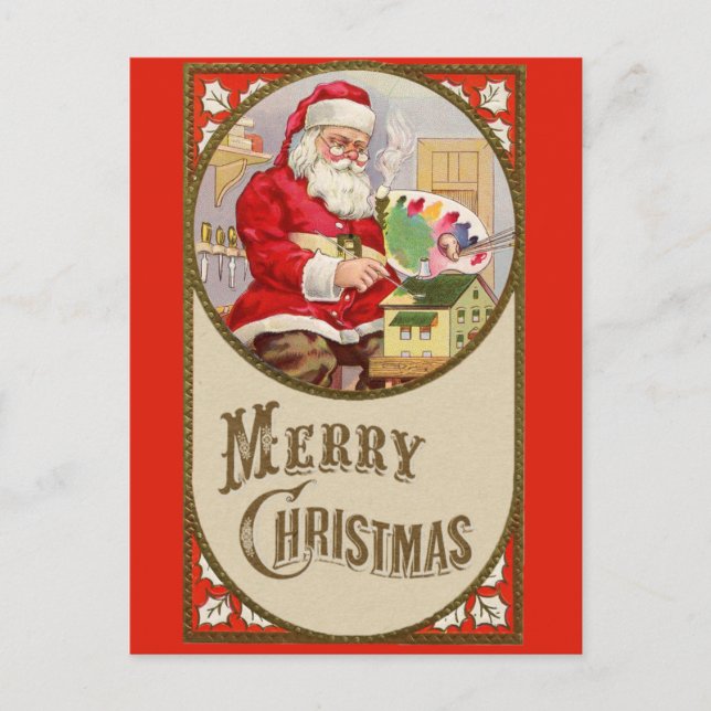  Merry Christmas Cute Vintage Santa Claus Postcard (Front)