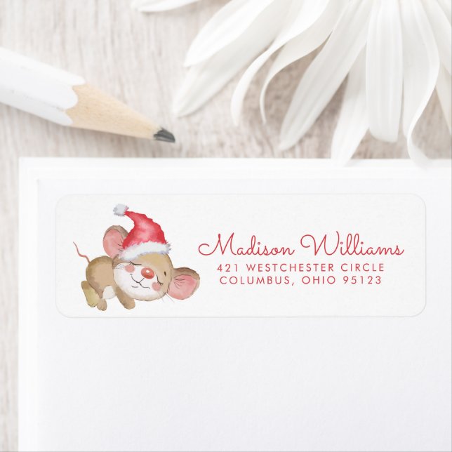 Merry Christmas Cute Watercolor Mouse (Insitu)