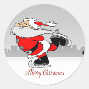 Merry Christmas,Cute Whimsical Santa Claus Classic Round Sticker