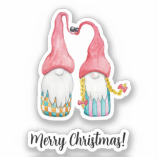 Merry Christmas Cute Winter Gnomes In Love