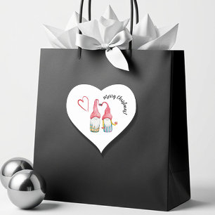 Merry Christmas Cute Winter Gnomes In Love Heart Sticker
