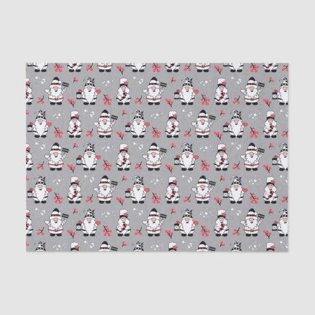 MERRY CHRISTMAS | Cute Winter Holly Gnomes Tissue Paper (Front)