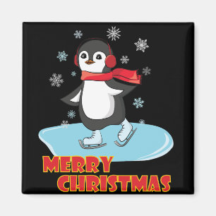 Merry Christmas Cute Winter Penguin Magnet