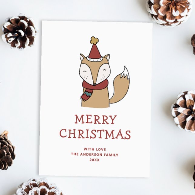 Merry Christmas. Cute winter woodland fox animal Holiday Card (Creator Uploaded)
