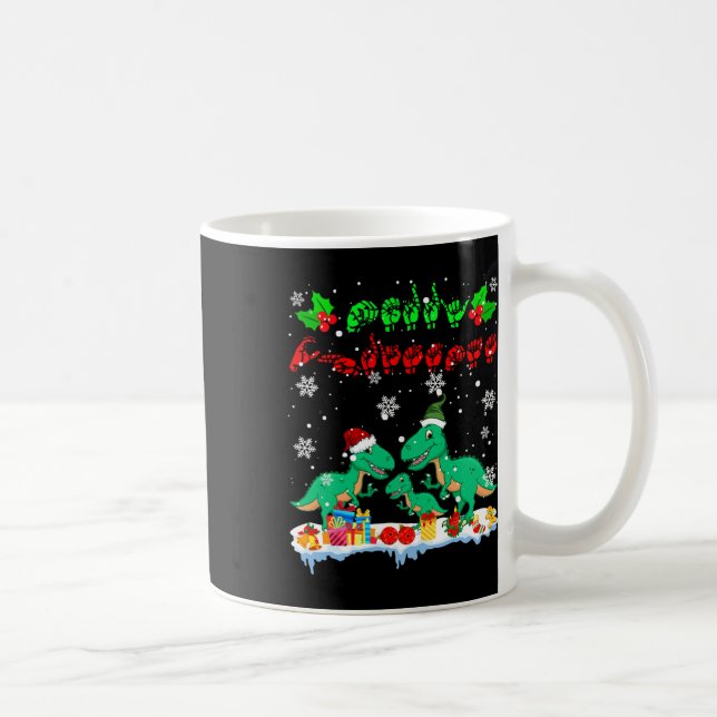 Merry Christmas Cute Xmas T-rex Asl Sign Language  Coffee Mug (Right)