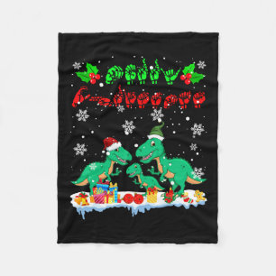 Merry Christmas Cute Xmas T-rex Asl Sign Language Fleece Blanket