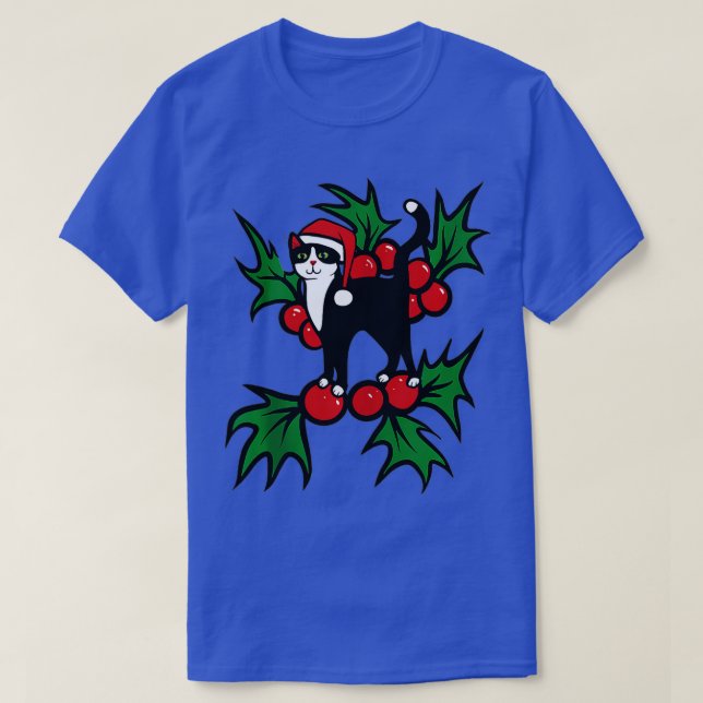 Merry Christmas Cute Xmas Tuxedo Cat Christmas -gi T-Shirt (Design Front)