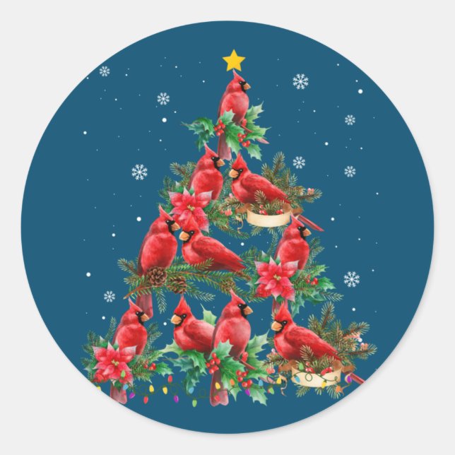 Merry Christmas Cutest Cardinal Bird Lovers Xmas Classic Round Sticker (Front)