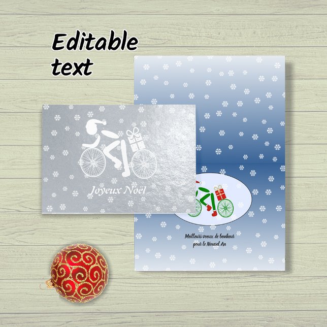 Merry Christmas cyclist French Foil Card (Creator Uploaded)
