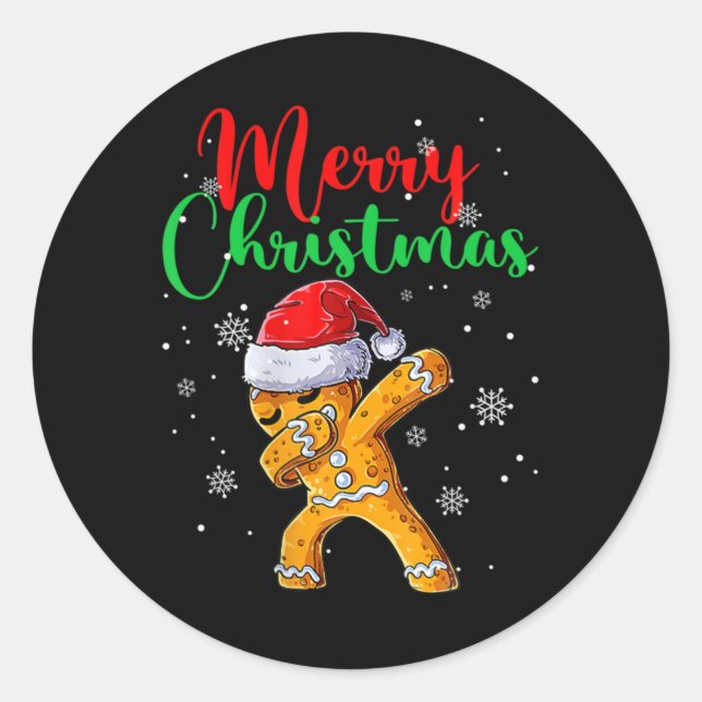 Merry Christmas Dab Gingerbread Xmas Christmas Coo Classic Round Sticker (Front)