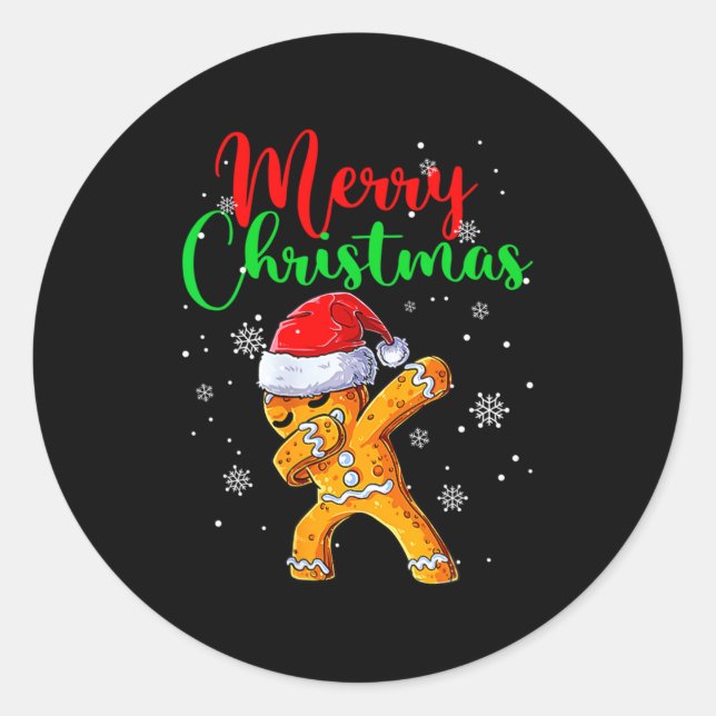 Merry Christmas Dab Gingerbread Xmas Christmas Coo Classic Round Sticker (Front)