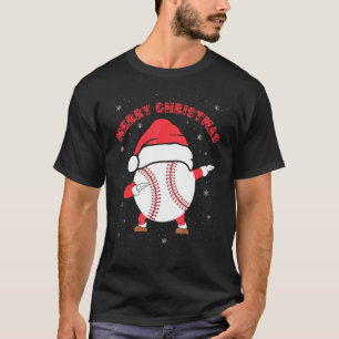 Merry Christmas Dabbing Baseball with Xmas Hat   M T-Shirt