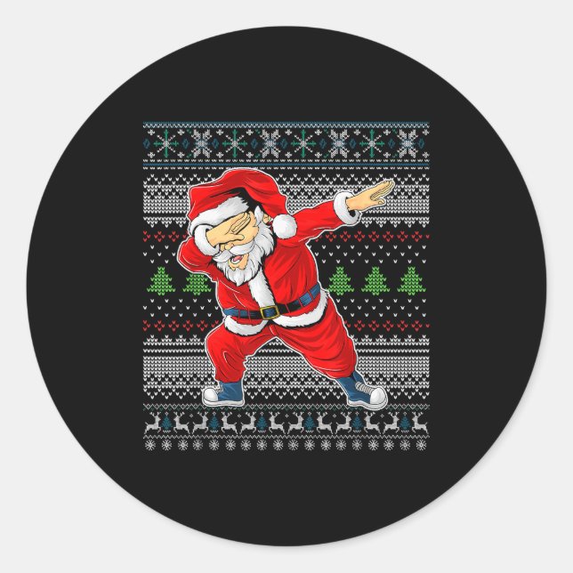 Merry Christmas Dabbing Santa Claus Xmas Holiday P Classic Round Sticker (Front)