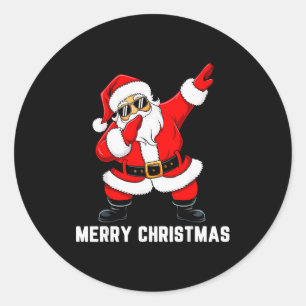 Merry Christmas Dabbing Santa Men Kids Boys Xmas P Classic Round Sticker