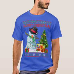 Merry Christmas Dabbing Snowman Xmas Lights Tree F T-Shirt