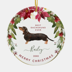 Merry Christmas Dachshund Add Your Dog's Photo Ceramic Tree Decoration