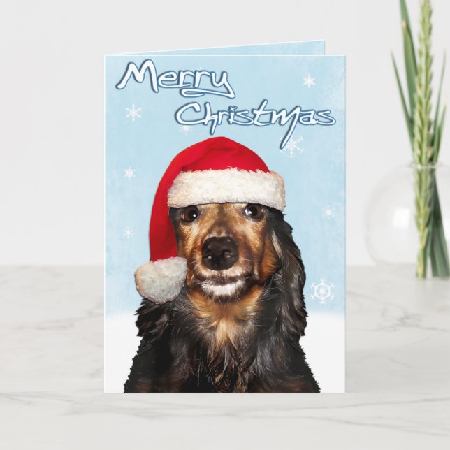 Merry Christmas Dachshund Card (Front)
