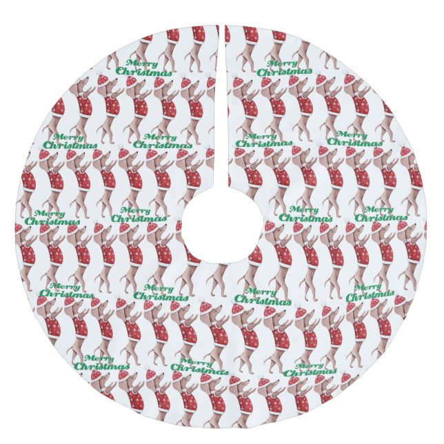 Merry Christmas Dachshund Christmas Tree Skirt (Front)