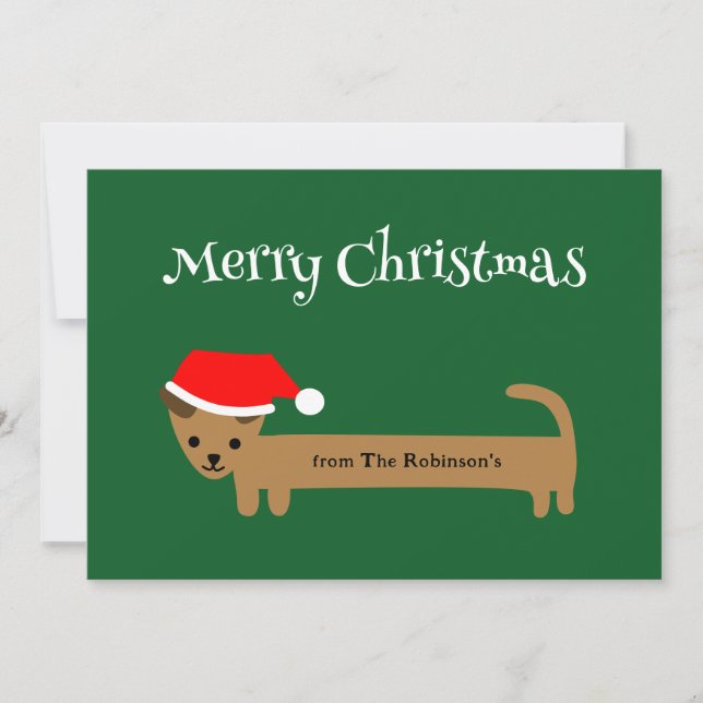 Merry Christmas Dachshund Custom Family Xmas Card (Front)