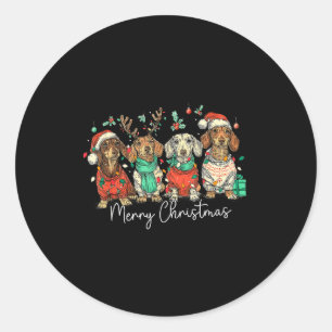 Merry Christmas Dachshund Dog Christmas Holiday Pe Classic Round Sticker