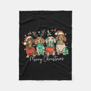Merry Christmas Dachshund Dog Christmas Holiday Pe Fleece Blanket