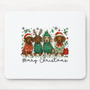 Merry Christmas Dachshund Dog Retro Xmas Puppy Men Mouse Mat