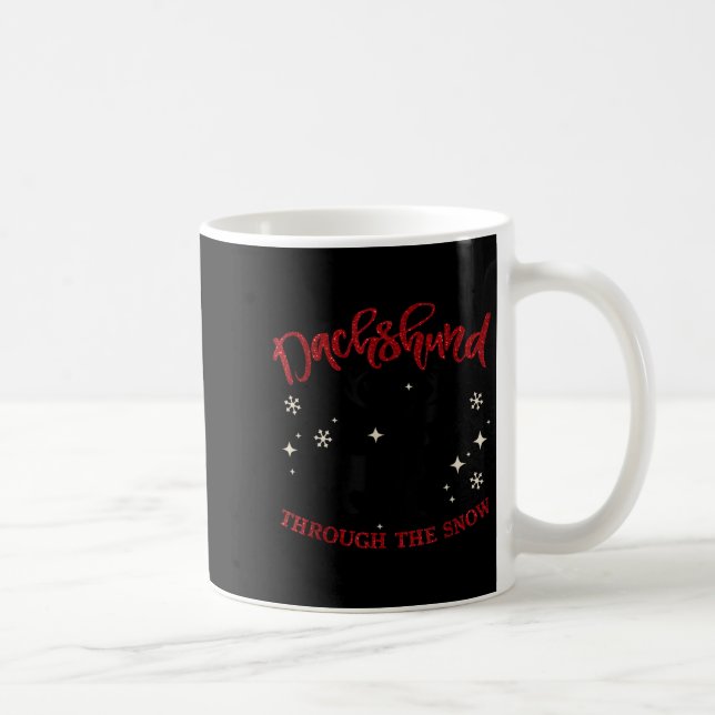 Merry Christmas Dachshund Dog Through The Snow  Coffee Mug (Right)