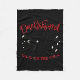 Merry Christmas Dachshund Dog Through The Snow  Fleece Blanket